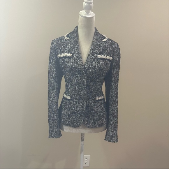Talbots Tweed Fringe Hem Blazer - Picture 2 of 9